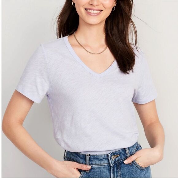 Old Navy Everywear V Neck Slub Knit Tee Shirt in Stained Glass! - Picture 3 of 12